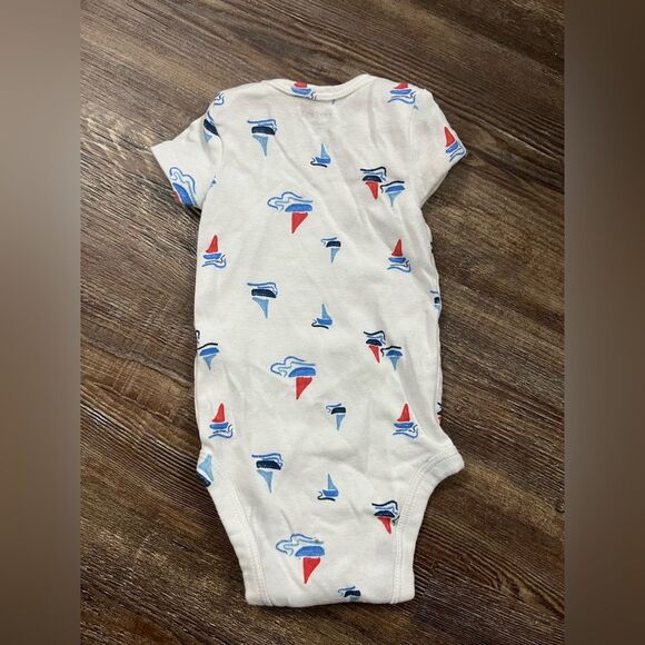 Carter’s Just One You Sail Boat White Baby Boy Onesie Size 3M - Picture 2 of 3